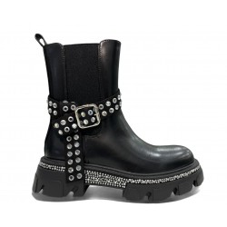 Crystal embellished chelsea boots in Black