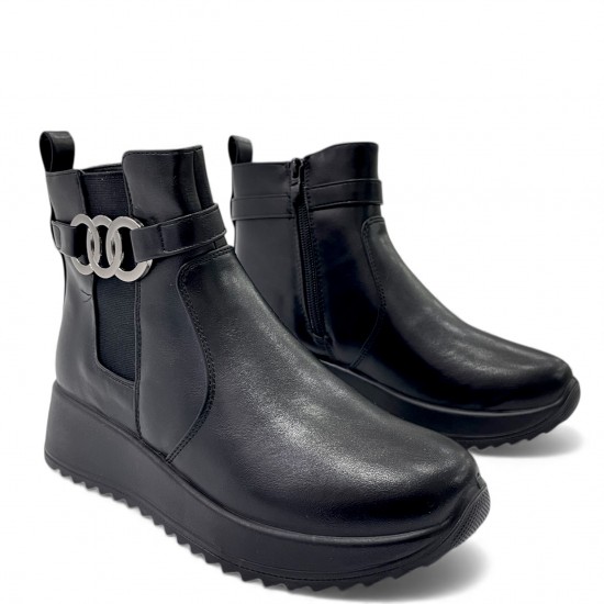 Κλασικό Μαύρο Μποτάκι με Φλις Επένδυση & Αναπαυτική Πλατφόρμα