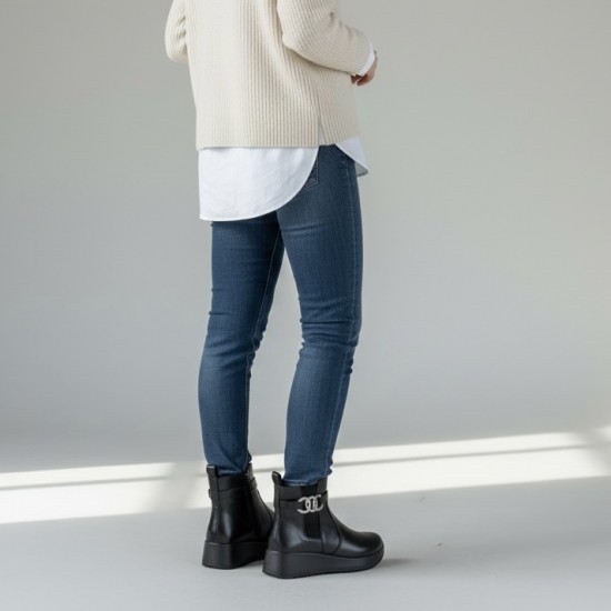 Κλασικό Μαύρο Μποτάκι με Φλις Επένδυση & Αναπαυτική Πλατφόρμα