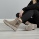 Μποτάκι Suede Taupe με Πλατφόρμα & Ασημένια Αγκράφα