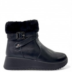 Μαύρο Μποτάκι με Γούνα & Αναπαυτική Πλατφόρμα