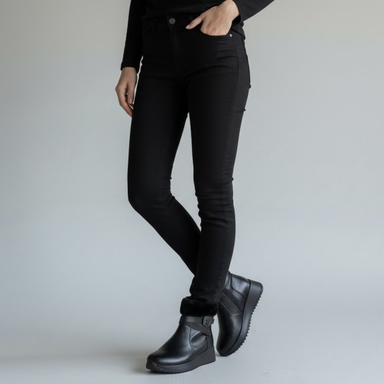 Μαύρο Μποτάκι με Γούνα & Αναπαυτική Πλατφόρμα