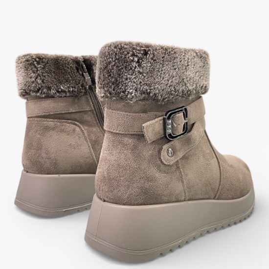 Μπέζ Μποτάκι με Γούνα & Αναπαυτική Πλατφόρμα