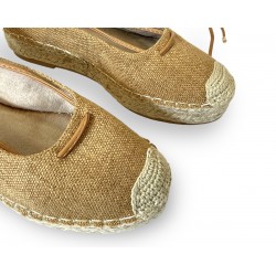 Open heel lace up espadrilles Camel