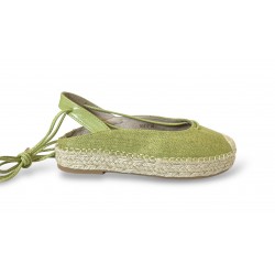 Open heel lace up espadrilles Green