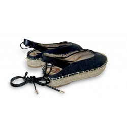 Open heel lace up espadrilles Black
