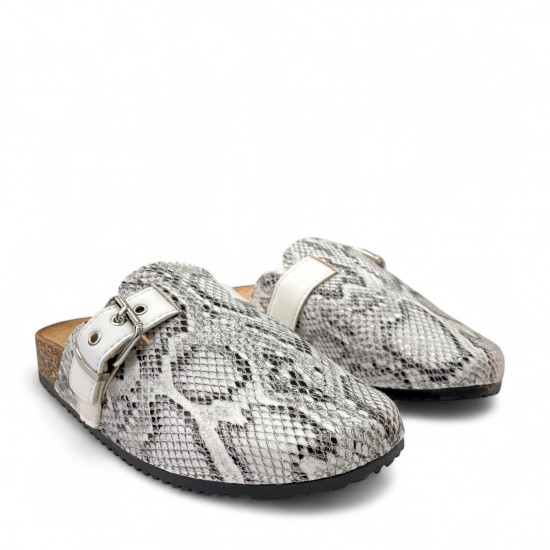 Clogs suede με τοκά σε Snakeprint
