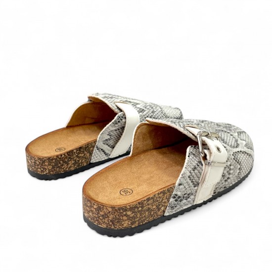 Clogs suede με τοκά σε Snakeprint
