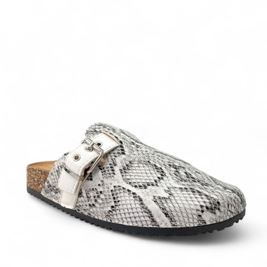 Clogs suede με τοκά σε Snakeprint