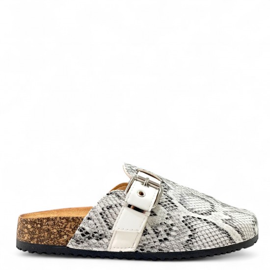 Clogs suede με τοκά σε Snakeprint