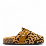 Clogs suede με τοκά σε Λεοπάρ