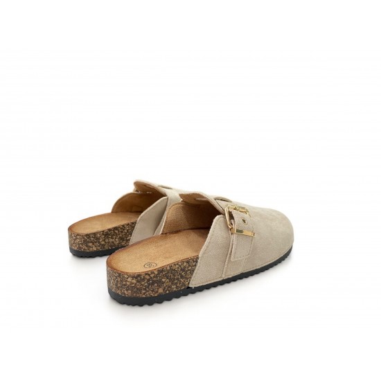 Clogs suede με τοκά σε Μπέζ