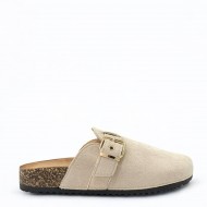 Clogs suede με τοκά σε Μπέζ