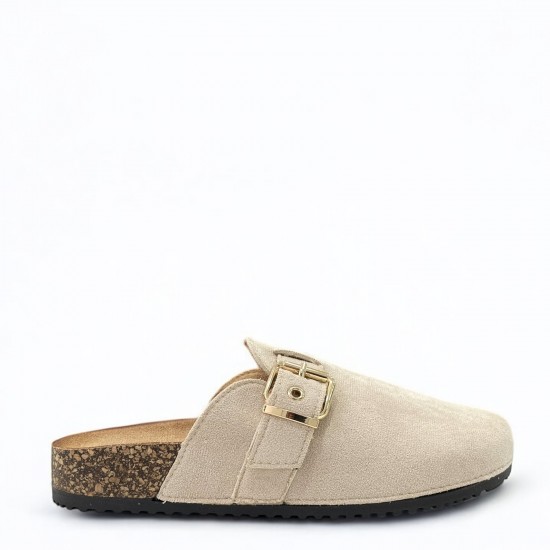 Clogs suede με τοκά σε Μπέζ