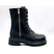 Black Combat boots with decorative zipper