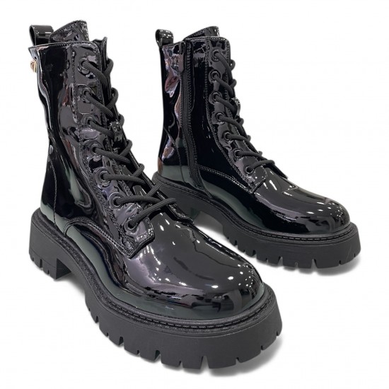 Λουστρίνι Aρβύλα Δερματίνη Mε Tρακτερωτή Σόλα-Μαύρο