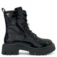 Λουστρίνι Aρβύλα Δερματίνη Mε Tρακτερωτή Σόλα-Μαύρο