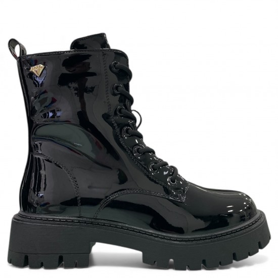 Λουστρίνι Aρβύλα Δερματίνη Mε Tρακτερωτή Σόλα-Μαύρο