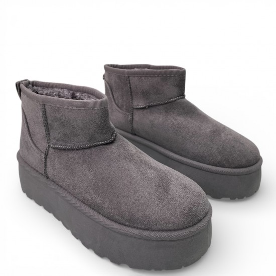 Μποτάκια δίσολα με γούνα Γκρί