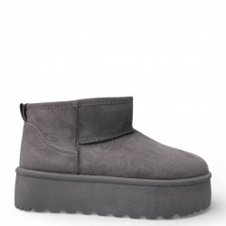 Μποτάκια δίσολα με γούνα Γκρί