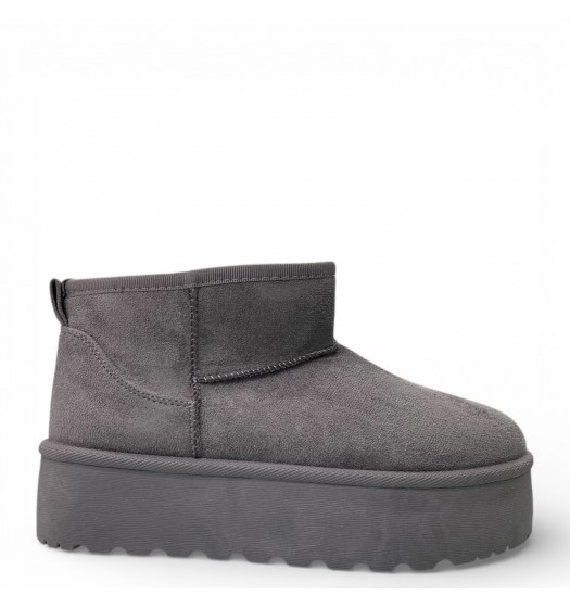 Μποτάκια δίσολα με γούνα Γκρί