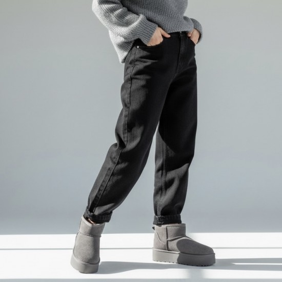 Μποτάκια δίσολα με γούνα Γκρί