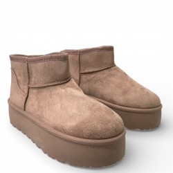 Μποτάκια δίσολα με γούνα Μπέζ