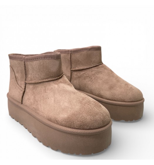 Μποτάκια δίσολα με γούνα Μπέζ