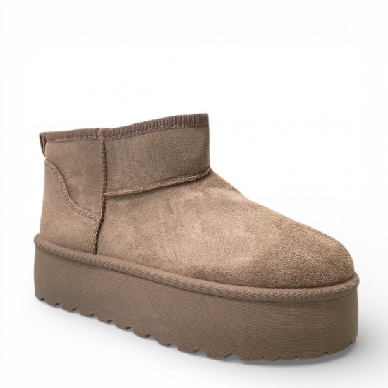 Μποτάκια δίσολα με γούνα Μπέζ