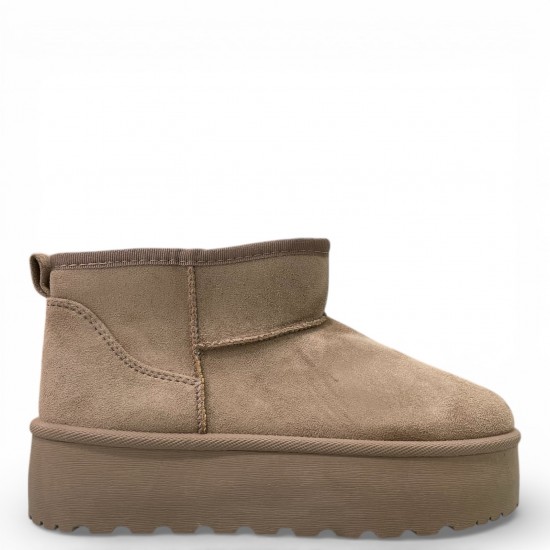 Μποτάκια δίσολα με γούνα Μπέζ