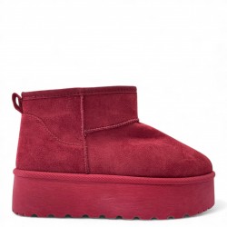 Μποτάκια δίσολα με γούνα Μπορντό 