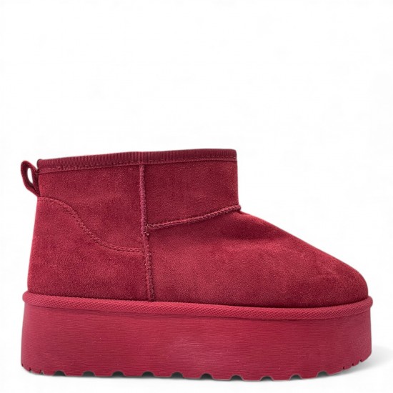 Μποτάκια δίσολα με γούνα Μπορντό 