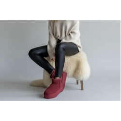 Μποτάκια δίσολα με γούνα Μπορντό 