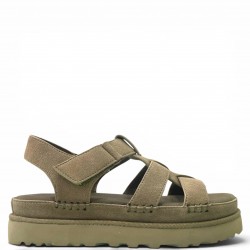 Platform Σανδάλια Suede με Τρακτερωτή Σόλα-Χακί