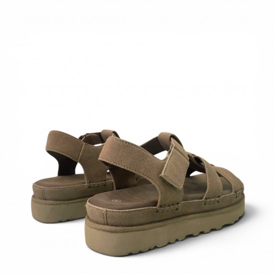 Platform Σανδάλια Suede με Τρακτερωτή Σόλα-Χακί