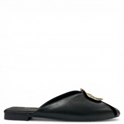 Γυναικεία Mules με Golden Ornament - Μαύρο