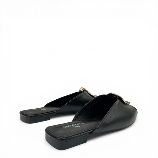 Γυναικεία Mules με Golden Ornament - Μαύρο