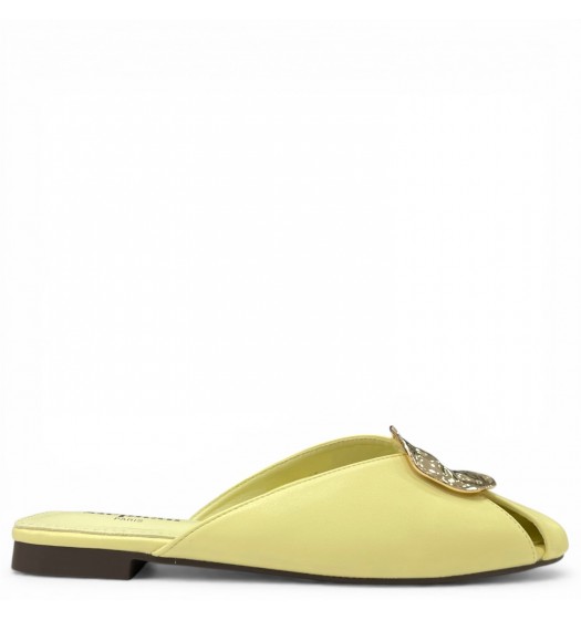Γυναικεία Mules με Golden Ornament - Κίτρινο