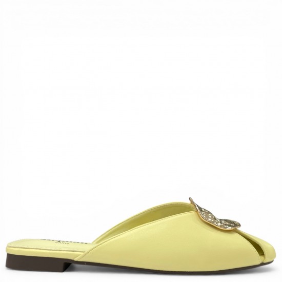 Γυναικεία Mules με Golden Ornament - Κίτρινο