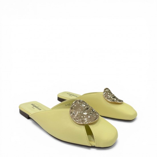 Γυναικεία Mules με Golden Ornament - Κίτρινο