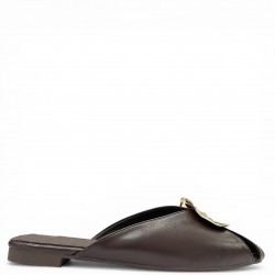 Γυναικεία Mules με Golden Ornament - Καφέ