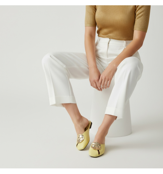 Γυναικεία Mules με Golden Ornament - Κίτρινο