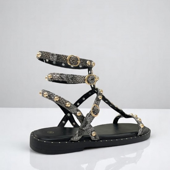 Flat Σανδάλια Gladiator με Τρούκς σε Φίδι