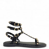 Flat Σανδάλια Gladiator με Τρούκς σε Μαύρο