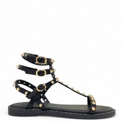 Flat Studded Gladiator sandals in Black