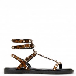 Flat Σανδάλια Gladiator με Τρούκς σε Leopard