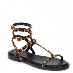 Flat Σανδάλια Gladiator με Τρούκς σε Leopard