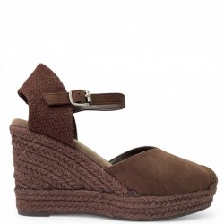 Εσπαντρίγιες Πλατφόρμες με Μπαρέτα και Suede Υφή-Καφέ