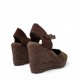 Εσπαντρίγιες Πλατφόρμες με Μπαρέτα και Suede Υφή-Καφέ