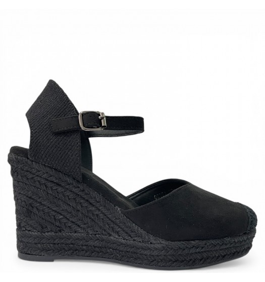 Εσπαντρίγιες Πλατφόρμες με Μπαρέτα και Suede Υφή-Μαύρο